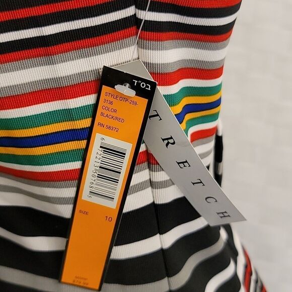 BRAND NEW I LE NEW YORK MULTI-COLOR STRIPE CASUAL DRESS - Picture 11 of 16
